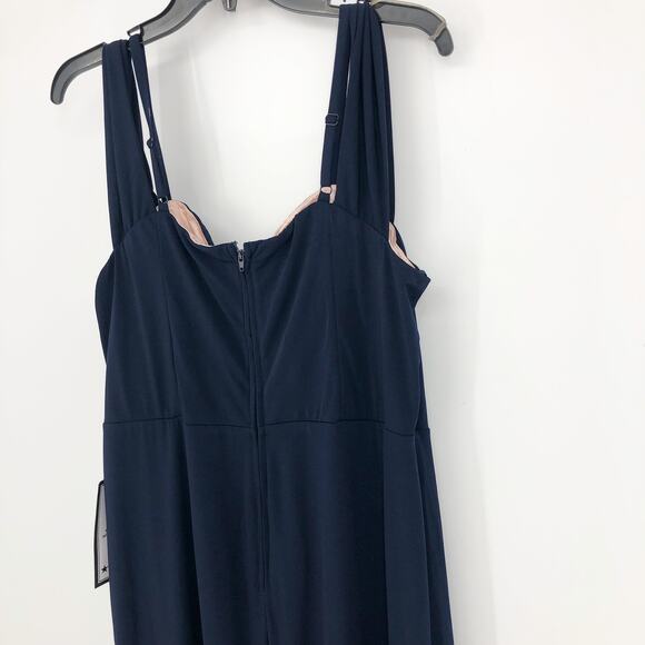 CITY STUDIO Trendy Off-The-Shoulder Gown 20W Navy Blue Rose Pink Dress Slit NWT - Picture 10 of 15